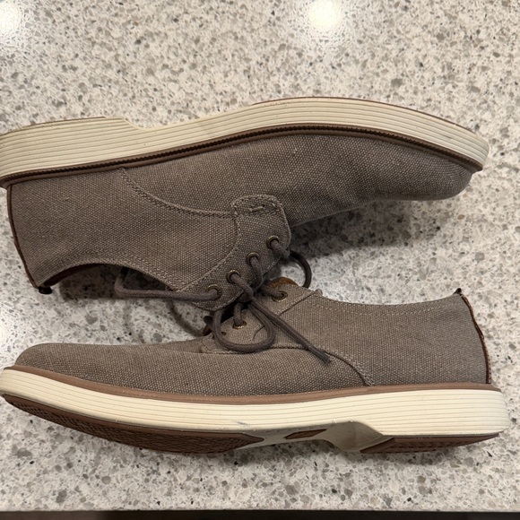 Men's Size 8 Florsheim Canvas Derby Shoes Grey/Brown - Picture 6 of 9